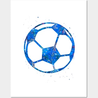 Soccer Ball Blue Art Posters and Art